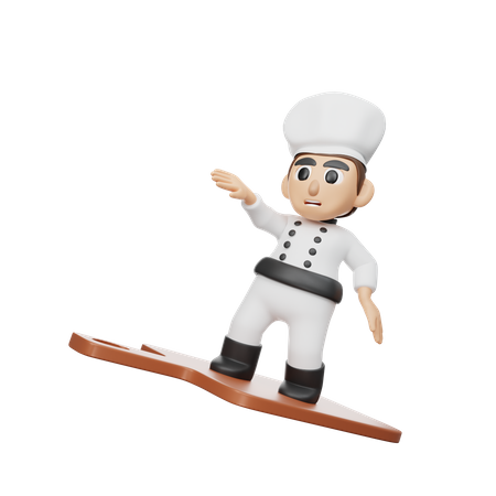 Chef volando a bordo  3D Illustration