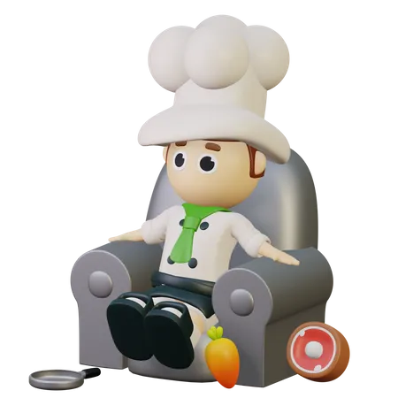 Chef waiting for food order  3D Illustration