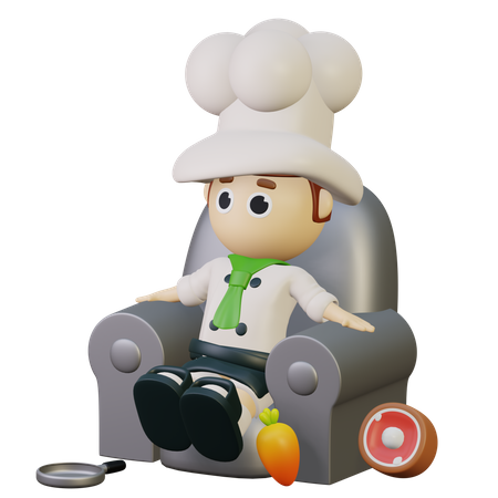 Chef waiting for food order 3D Illustration