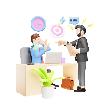 Chefe irritado confrontando um funcionário  3D Icon