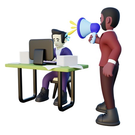 Chefe tóxico gritando com funcionário  3D Icon