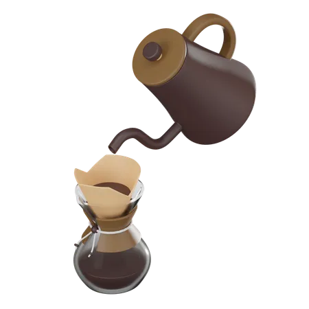 Essence Of Mornings Of Chemex Coffee Drink An Aromatic Delight For Coffee Lovers Perfect For Conveying Joy Of Coffee Preparation And Enjoyment 3 D Render Illustration 3D Icon