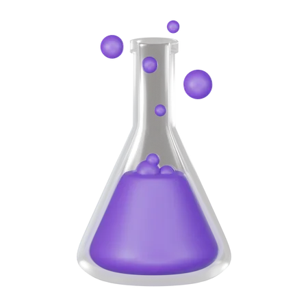 Chemistry Conical Glass Flask With Liquid 3 D Rendering 3 D Icon 3 D Illustration 3D Icon