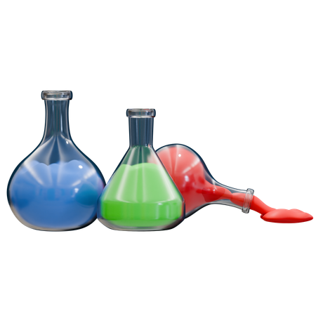 Chemical Liquids in Laboratory Flasks  3D Icon