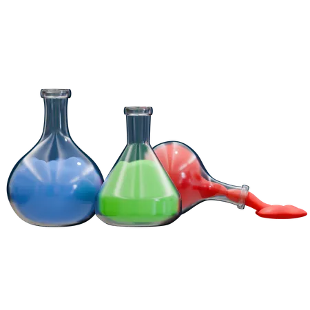 Chemical Liquids in Laboratory Flasks  3D Icon