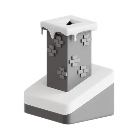 Cheminée enneigée  3D Icon