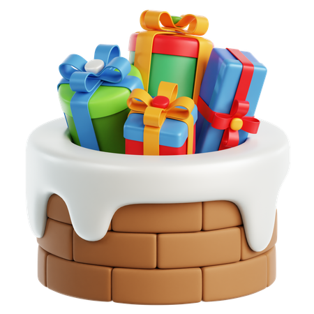 Cheminée et cadeau  3D Icon