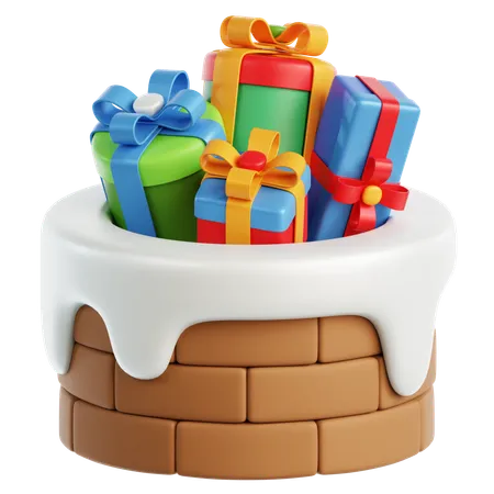 Cheminée et cadeau  3D Icon