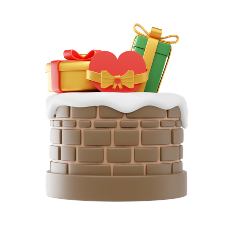 Cheminée et cadeaux  3D Icon