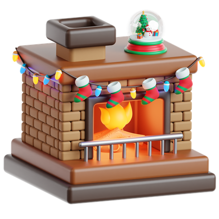 Cheminée et décoration de Noël  3D Icon