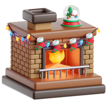 Cheminée et décoration de Noël  3D Icon