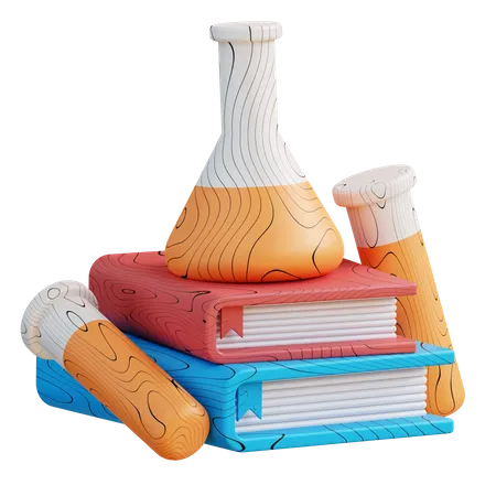 3 D Illustration Of Test Tube And Book 3D Icon