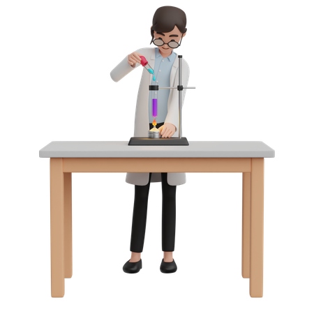 Chemistry Teacher Doing Science Experiment  3D Illustration