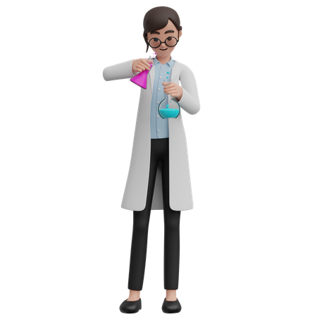 Chemistry Teacher Holding Test Tubes  3D Illustration