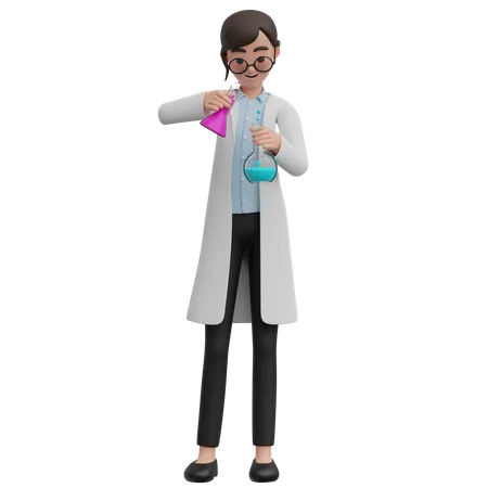 Chemistry Teacher Holding Test Tubes  3D Illustration
