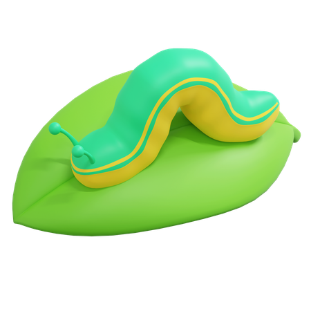 Chenille sur les feuilles  3D Icon