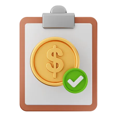 Chèque argent dollar  3D Icon