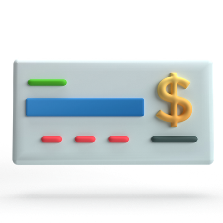 Chèque bancaire  3D Icon
