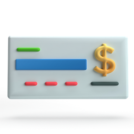 Chèque bancaire  3D Icon