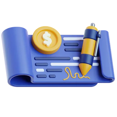 Chèque de banque  3D Icon