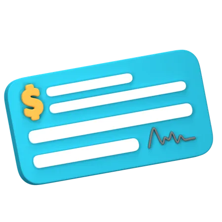 Cheque bancario  3D Icon