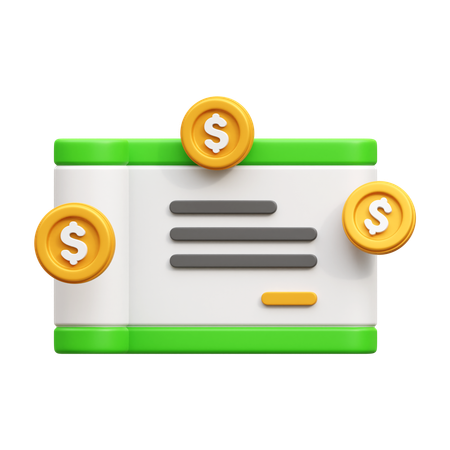 Cheque bancario  3D Icon