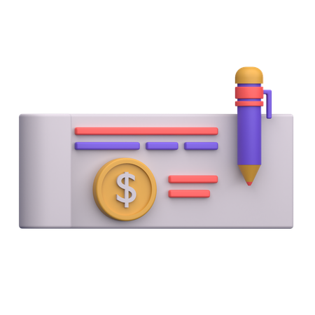 Cheque bancario  3D Icon