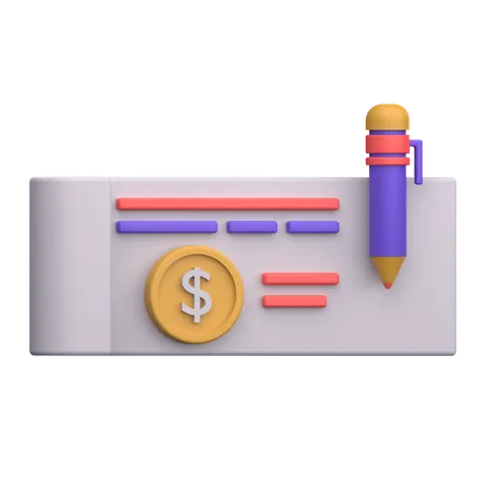 Cheque bancario  3D Icon