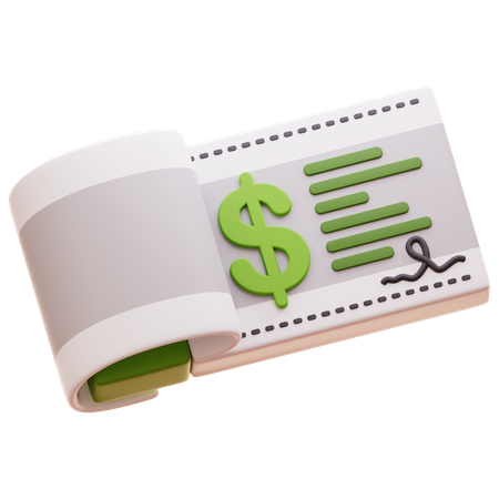 Cheque bancario  3D Icon