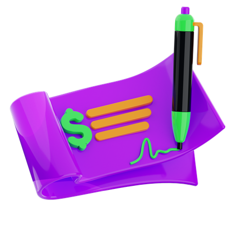 Cheque bancario  3D Icon