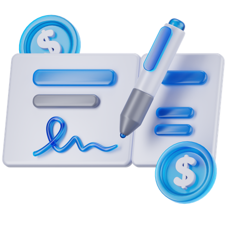 Cheque bancario  3D Icon