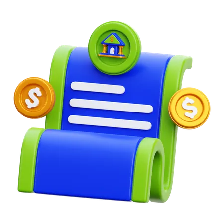 Cheque bancario  3D Icon