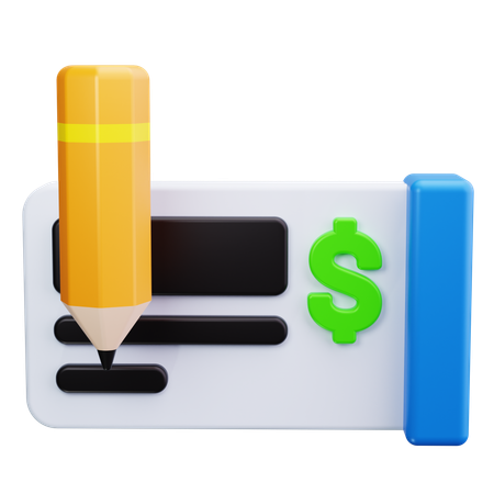 Cheque bancario  3D Icon