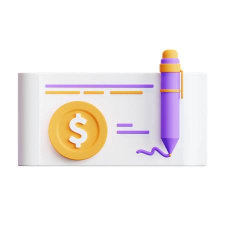 Cheque bancário  3D Illustration