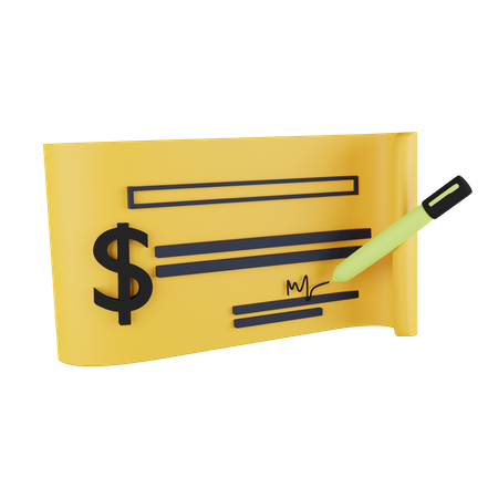 Cheque bancário  3D Icon