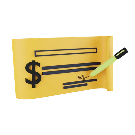 Cheque bancário  3D Icon