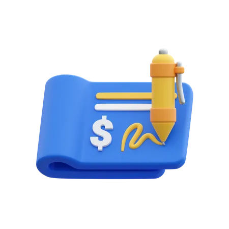 Cheque bancário  3D Icon