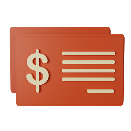 Cheque bancário  3D Icon