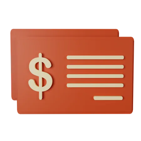 Cheque bancário  3D Icon