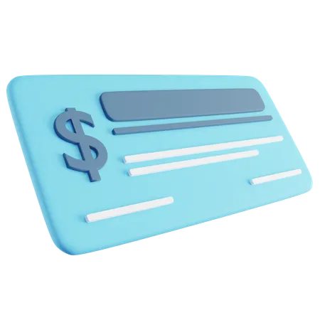 Cheque bancário  3D Icon