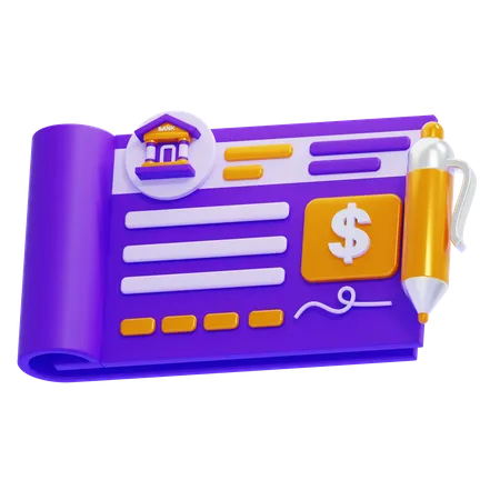 Cheque bancario  3D Icon