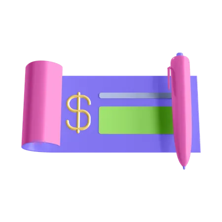 Cheque bancario  3D Illustration