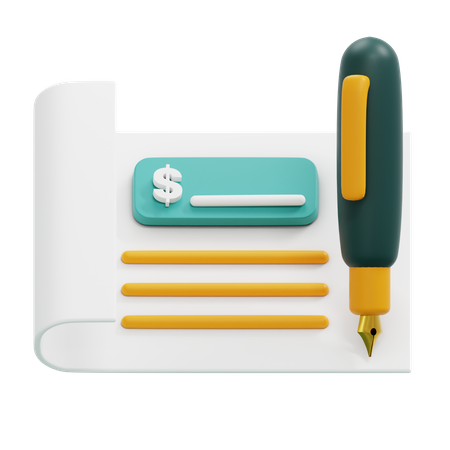 Cheque bancario  3D Icon