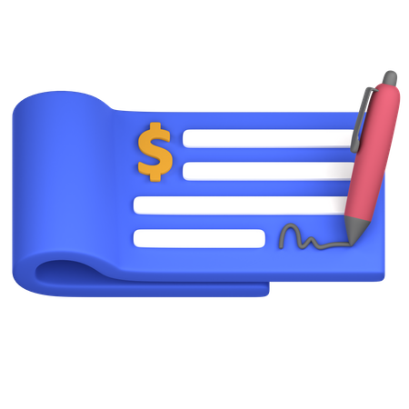 Cheque bancario  3D Icon