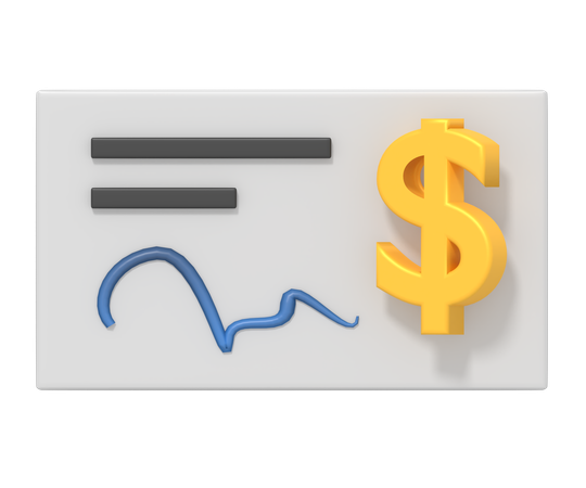 Chèque de banque  3D Icon