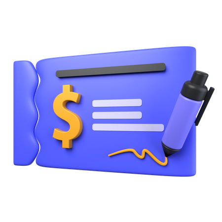 Chèque de banque  3D Icon