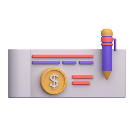 Chèque de banque  3D Icon