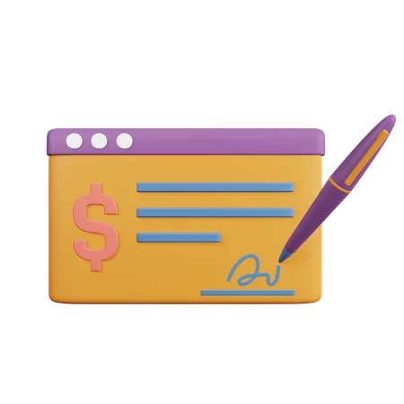 Chèque de paiement  3D Illustration