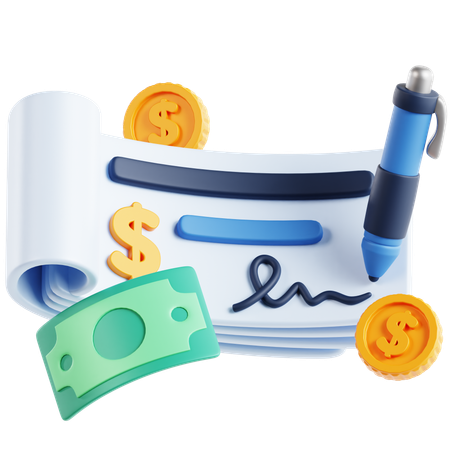 Cheque de dinero  3D Icon