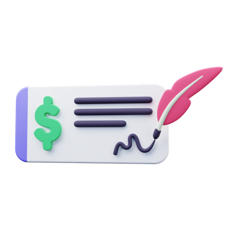 Cheque de pagamento  3D Icon